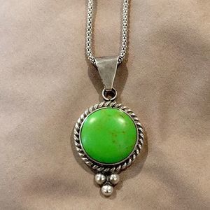TAXCO Green Turquoise Sterling Silver Necklace